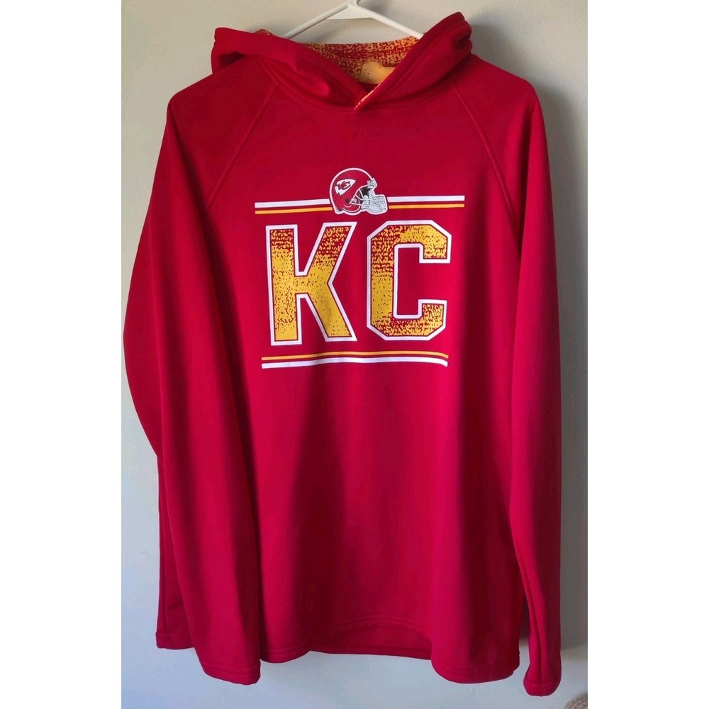 NFL Apparel Men's Kansas City Chiefs Lightweight Hoodie Size Large Red K C Front